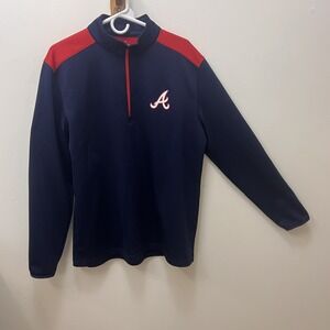Navy and red Atlanta Braves quarter zip sweatshirt MLB Braves SIZE L